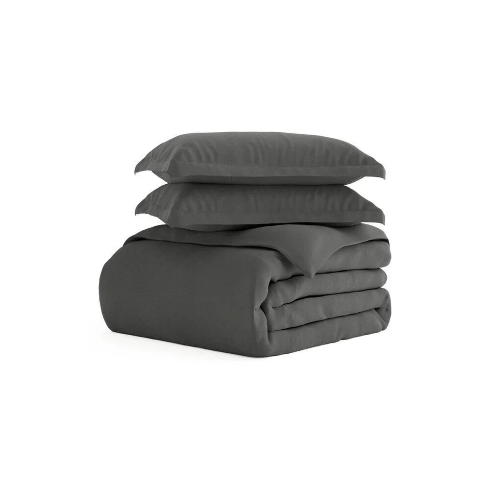 Ienjoy Home Premium Duvet Cover Set Queen Gray Ultra Soft with Pillow Sham BED34